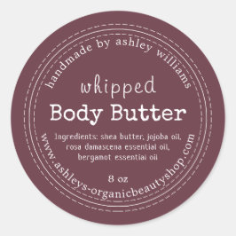 Handgemaakte body Butter Organic Business Burgundy Ronde Sticker