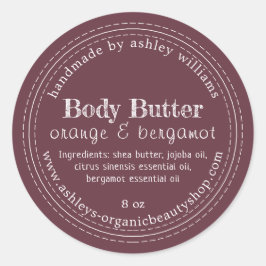 Handgemaakte body Butter Organic Business Burgundy Ronde Sticker
