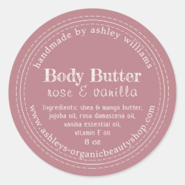 Handgemaakte Body Butter Organic Business Dusty Ro Ronde Sticker