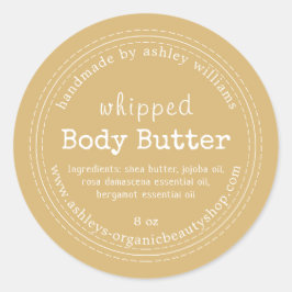 Handgemaakte Body Butter Organic Business Gold Yel Ronde Sticker
