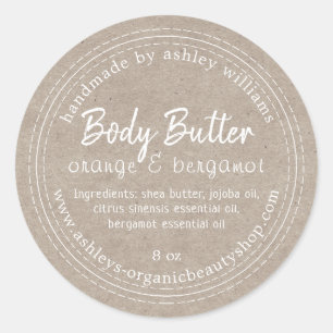 Handgemaakte Body Butter Organic Business Kraft La Ronde Sticker