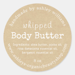 Handgemaakte Body Butter Organic Business Kraft Ronde Sticker