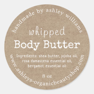 Handgemaakte Body Butter Organic Business Kraft Ronde Sticker