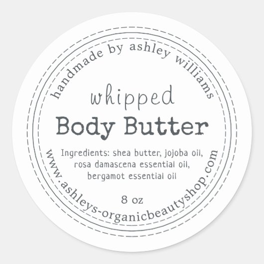 Handgemaakte Body Butter Organic Business Label (Voorkant)