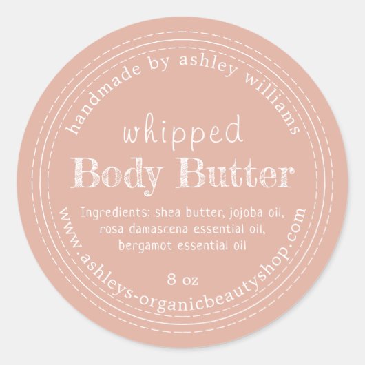 Handgemaakte Body Butter Organic Business Pink Lab Ronde Sticker (Voorkant)