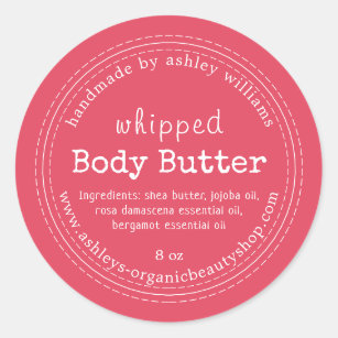 Handgemaakte Body Butter Organic Business Pink Ronde Sticker