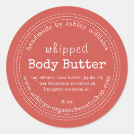 Handgemaakte Body Butter Organic Business Warm Red Ronde Sticker