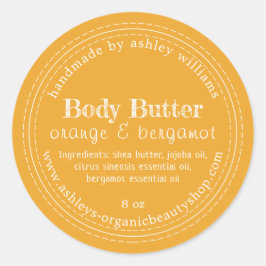 Handgemaakte Body Butter Organic Business Yellow Ronde Sticker