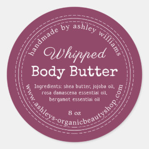 Handgemaakte Body Butter Paarse Biologische Pot Et Ronde Sticker