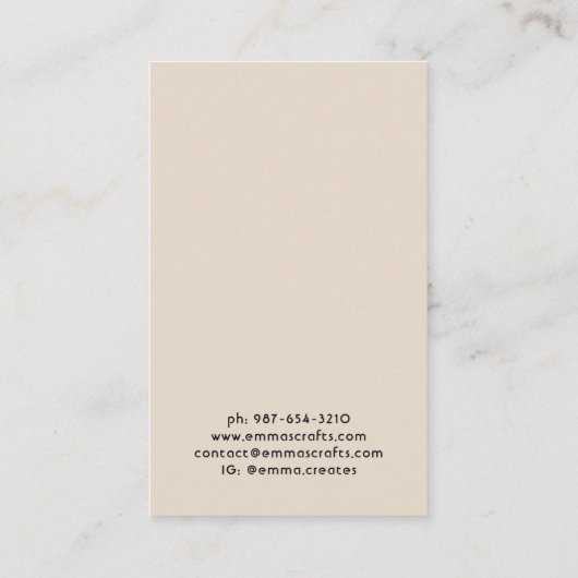 Handgemaakte Boho Chic  Oorbel Houder Visitekaartje (Achterkant)