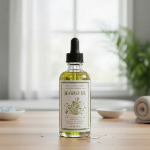 Handgemaakte Botanische Zeewier Olie Label Wijn Etiket