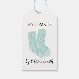 Handgemaakte Breien Ambacht Blauwe Sokken Cadeaulabel