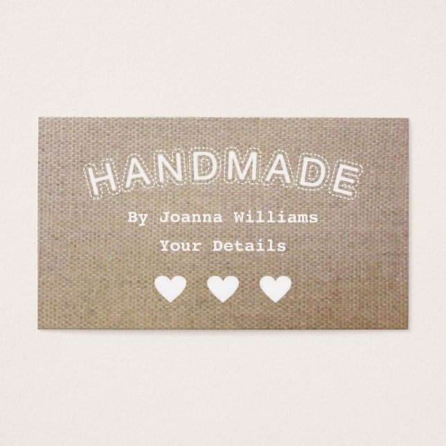 Handgemaakte Burlap Hessian Craft Business Labels  Visitekaartje (Voorkant)