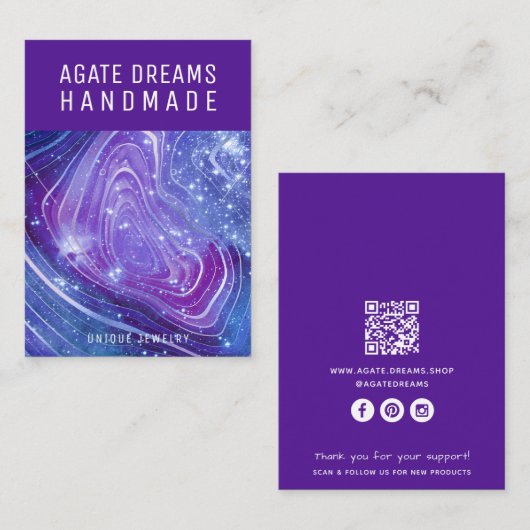 Handgemaakte Business QR Code Sieraden Display Kaa Contactkaartje (Voorkant / Achterkant)