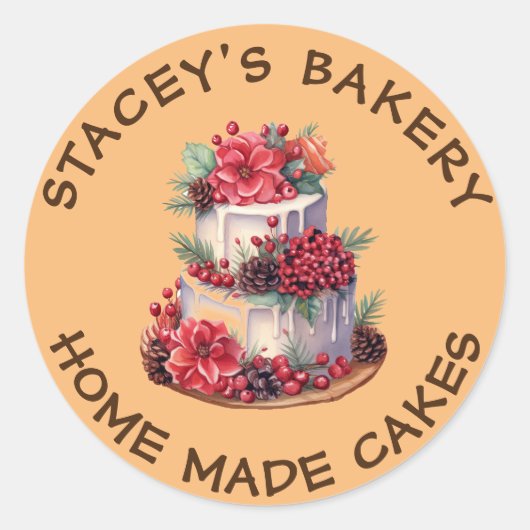 Handgemaakte Cakes Label Bakery Sticker (Voorkant)