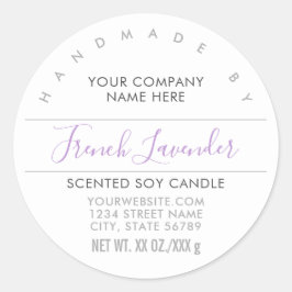 Handgemaakte Candle Soap Paarse Lavendel Productla Ronde Sticker