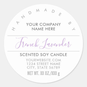 Handgemaakte Candle Soap Paarse Lavendel Productla Ronde Sticker