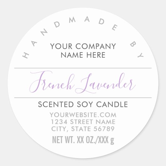 Handgemaakte Candle Soap Paarse Lavendel Productla Ronde Sticker (Voorkant)