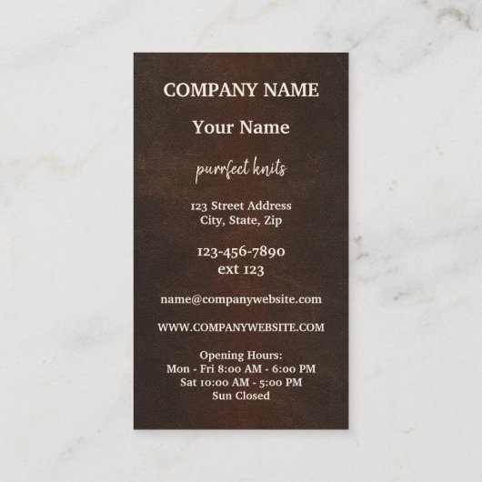 Handgemaakte Cat Humorous Knit Retail Visitekaartj Visitekaartje (Achterkant)