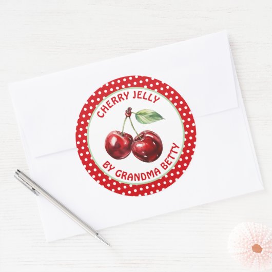 Handgemaakte Cherry Jelly gepersonaliseerd Ronde Sticker (Envelop)