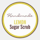 Handgemaakte citroensuiker scrub ronde sticker (Voorkant)