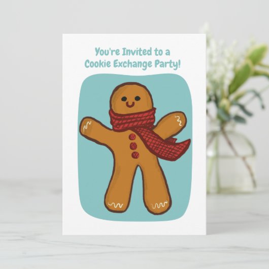 Handgemaakte Cookie Exchange Party Holiday bewerkb Kaart (Staand voorkant)