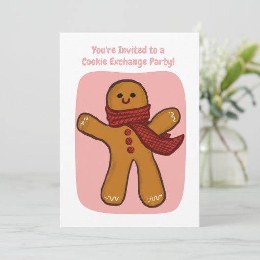 Handgemaakte Cookie Exchange Party Holiday bewerkb Kaart (Staand voorkant)