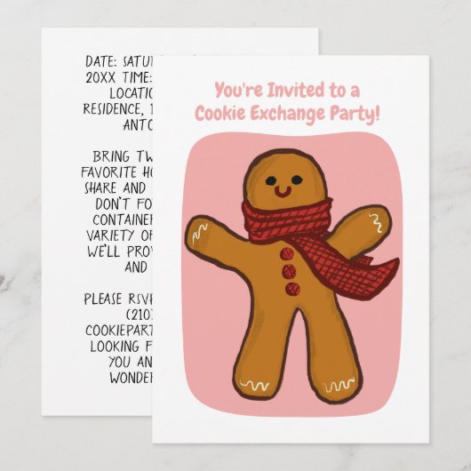 Handgemaakte Cookie Exchange Party Holiday bewerkb Kaart (Voorkant / Achterkant)