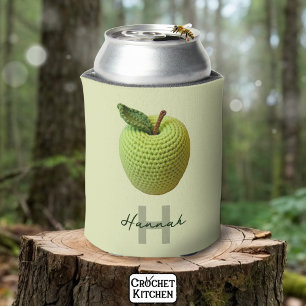 Handgemaakte Craft Green Crochet Apple Monogram Na Blikjeskoeler