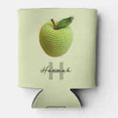 Handgemaakte Craft Green Crochet Apple Monogram Na Blikjeskoeler (Voorkant)