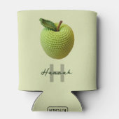 Handgemaakte Craft Green Crochet Apple Monogram Na Blikjeskoeler (Achterkant)