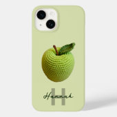 Handgemaakte Craft Green Crochet Apple Monogram Na Case-Mate iPhone Case (Achterkant)