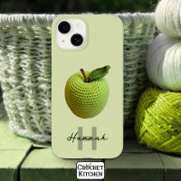 Handgemaakte Craft Green Crochet Apple Monogram Na