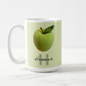 Handgemaakte Craft Green Crochet Apple Monogram Na Koffiemok (Links)