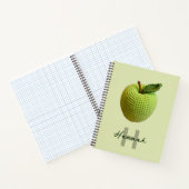 Handgemaakte Craft Green Crochet Apple Monogram Na Notitieboek (Binnen)