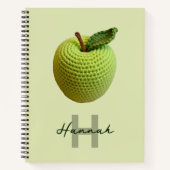 Handgemaakte Craft Green Crochet Apple Monogram Na Notitieboek (Voorkant)