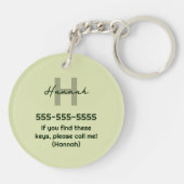 Handgemaakte Craft Green Crochet Apple Monogram Na Sleutelhanger (Achterkant)