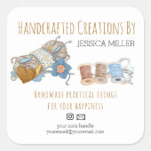 Handgemaakte creaties Garen en Naaien Wit Vierkante Sticker (Voorkant)