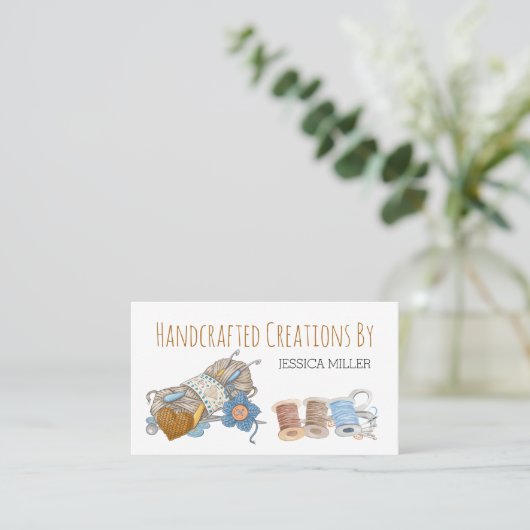 Handgemaakte creaties Garen en Naaien Wit Visitekaartje (Staand voorkant)