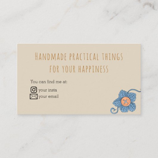 Handgemaakte Creations Garen Naaien  Cream Visitekaartje (Achterkant)