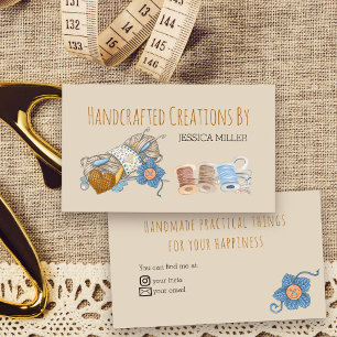 Handgemaakte Creations Garen Naaien  Cream Visitekaartje