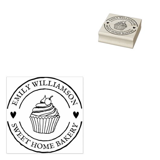 Handgemaakte cupcake en Logo voor thuisbakkerij Rubberstempel (Gestempeld)