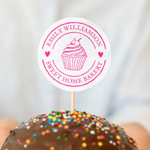 Handgemaakte cupcake en Logo voor thuisbakkerij Rubberstempel
