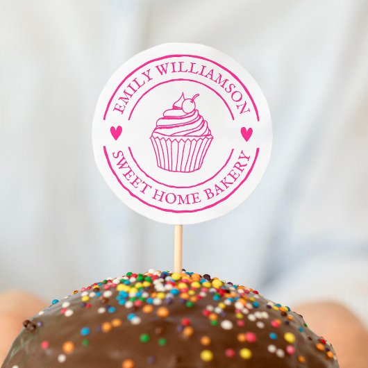 Handgemaakte cupcake en Logo voor thuisbakkerij Rubberstempel