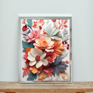 Handgemaakte dahlia's in levendige tinten foto afdruk