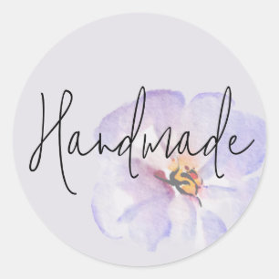 Handgemaakte Delicate Lavendel Blauwe Aquarel Bloe Ronde Sticker