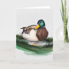 Handgemaakte eend in een plas (Beatrix Potter Styl Feestdagen Kaart