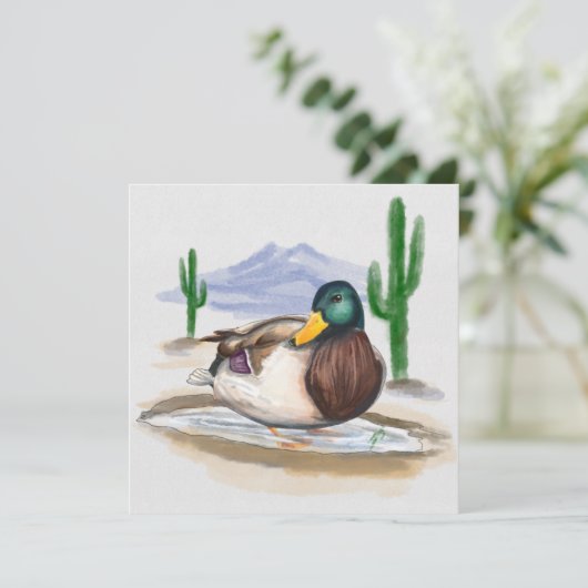 Handgemaakte eend in plas (Beatrix Potter Style) Feestdagenkaart (Staand voorkant)