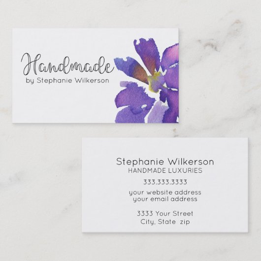 Handgemaakte eenvoudige bloemige Visitekaartje (Voorkant / Achterkant)