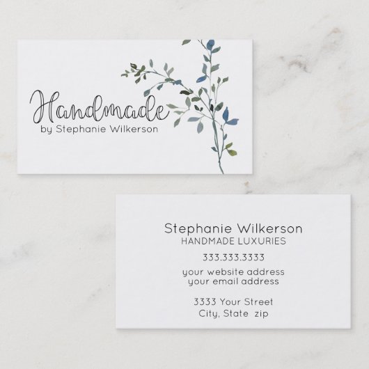 Handgemaakte eenvoudige groen Visitekaartje (Voorkant / Achterkant)